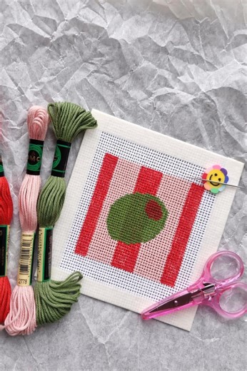 Olive Beginner Needlepoint Kit – Striped Olive, Hand-painted 13 Mesh Canvas, Everything You Need - Etsy
