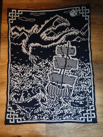 Dragon Ship Mosaic Crochet Blanket Pattern - Etsy Canada