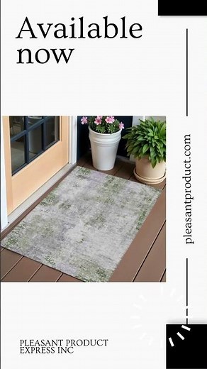 3' X 5' Abstract Olive Green & Gray Indoor Outdoor Washable Area Rug - Stain Resistant Polyester