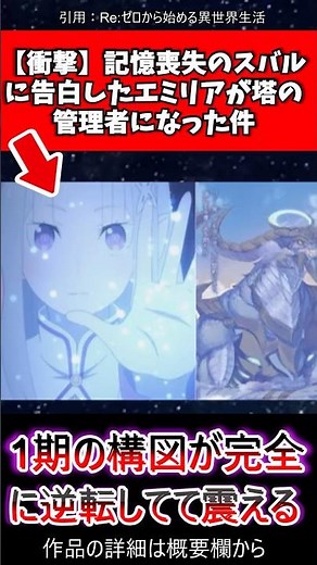【神回確定】エミリアが記憶喪失のスバルに告白し塔の管理者になるまでの6章が「守られるヒロイン」完全卒業の物語だった件 #アニメ #リゼロ #反応集
