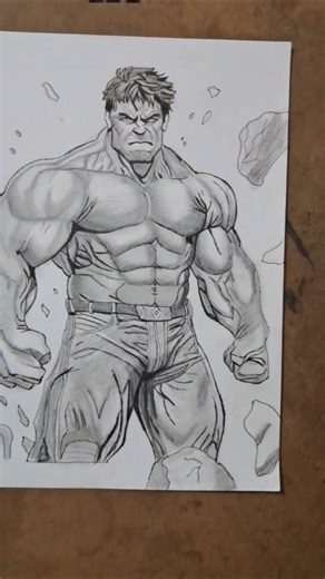 Detailed Hulk Pencil Drawing (Time-Lapse) #ytshorts #youtubeshorts
