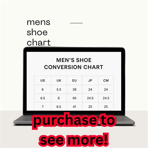 Shoe Size Conversion Table Chart for Men! Printable. Many Different Countries and Conversions. - Etsy
