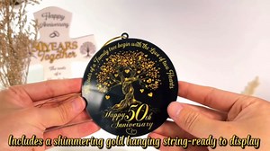 50th Wedding Anniversary Ornament Gift – Acrylic Keepsake for Couple, Parents, Husband, Wife – Happy 50 Years Sign – Romantic Decoration for 50th Anniversary, Engagement, Christmas