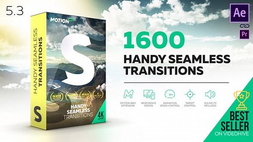 AE脚本：Handy Seamless Transitions V5.3_1600 超级无敌无缝转场包（Motion Bro）