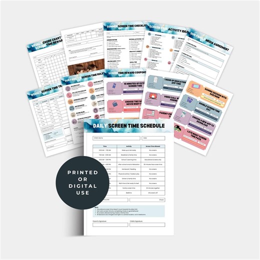 Kids Screen Time Planner Printable, Family Media Agreement, Chore Chart Tracker, Reward Coupons, Screen Rules, Digital Device Schedule, PDF - Etsy
