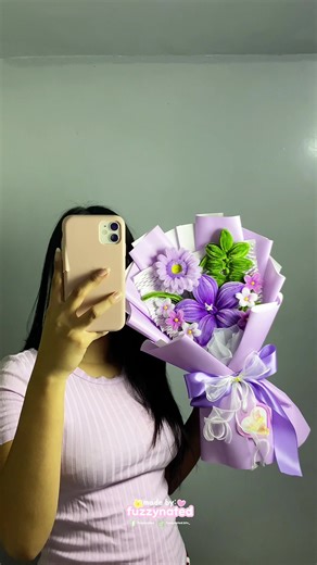 Stunning Purple Bouquet Design with Fuzzy Wire Flowers