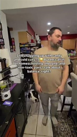 Balance is everything, right? 😂 When he’s snuggling up with cereal, candy, cold cuts, and ice