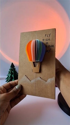 Watch this handmade 3d hot air balloon card float up & down 🎈✨ #diy #ytshorts