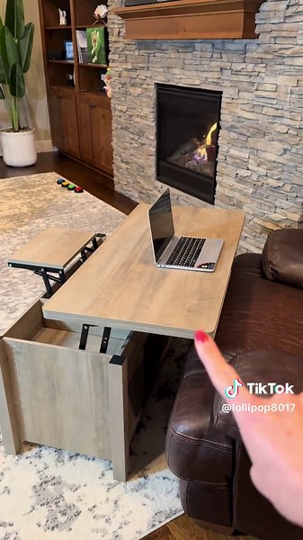 A multifunction lift-top coffee table that turns any space into a dining or work area. ✨ #coffeetable #lifttoptable #smallspacefurniture #livingroomdecor #multifunctiontable lift-top coffee table multifunction coffee table 4-in-1 coffee table coffee table with storage convertible coffee table small space furniture living room storage ideas farmhouse coffee table sliding door coffee table dining coffee table combo hidden storage table space-saving furniture