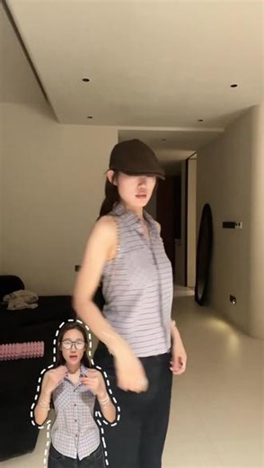 巨显瘦的一件衬衫背心！友友快来入手呀！ LA 撞色格纹 暗门襟 翻领无袖 衬衫背心#显瘦显白 #百搭 #穿搭日记 #衬衫背心 #今日ootd