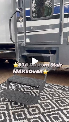 RV renovation & travel, home renovations on a budget on Instagram: "OMG, why did I wait so long to do this?? A lot of RV stairs won’t fold up with any sort of runner on them (our’s was one of them), so I came up with this cheap & easy DIY to upgrade your stairs. What do you think? #rvstairs #rvrenovation #rvrenovator #rvfixerupper #rvlife #fulltimefamily #rv #modernrv #rvbeforeandafter #homeonwheels #tinyhouse #tinyhome #rvreno #ikeahack #ikeadiy #ikearv #rvdiy"