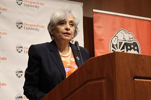 Oregon State president Jayathi Murthy tells campus the school’s future is preserving the Pac-12