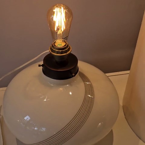 Vintage Space Age Table Lamp in Warm White Opal Murano Glass With Graphic Lines - Etsy