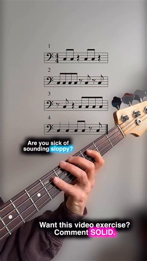 Want this FREE video exercise? Comment SOLID. Rhythm is everything for bass players. It’s about 90% of what we actually do. Yes — it’s more important than chords and scales. Comment SOLID and I’ll send you this video exercise for free. It’s a great place to start getting better at bass. If you want it slightly tighter: Rhythm is everything for bass players. It’s more important than chords and scales. Comment SOLID for the free video exercise. | Bass Pro