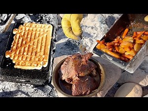 Waffles & Roast Beef! NEW 5-WAY Cast-Iron Cooker! Giving Ash Our Love Desert Family Trailer Camping