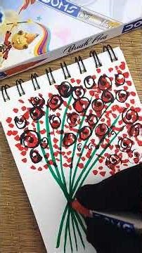 Flower drawing with brush pen #