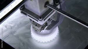 3D printer working. 3D printer printing an object from plastic. Automatic three dimensional 3d printer performs plastic. Progressive additive technology for 3d printing