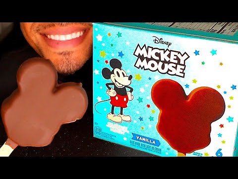 ASMR DISNEY MICKEY MOUSE ICE CREAM BARS MUKBANG EATING TALKING REVIEW AD COMMERCIAL JERRY CHOCOLATE