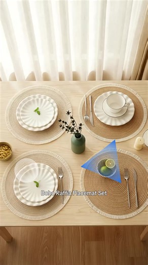 Boho Round Raffia Rope Placemats Set of 4, Durable & Stylish Design for Everyday Use, Perfect for Home/kitchen/dining Room Settings #homeware #ramadandecor #homewarehaul #affordablehomeware #tilingaccessories #beigehomedecor #vintagehomedecor #ceramicdiningtable #countryhomedecor #selfadhesivefloorplanks