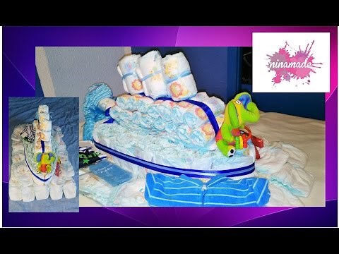 DIY. Como hacer un barco con pañales. Idea regalo para bebé// How to make a boat with diapers.