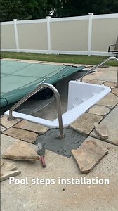 Pool steps installation