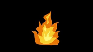 Cartoon 2D animation looping fire on transparent background