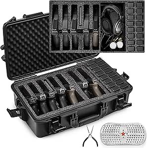 Hard Pistol Cases - Waterproof, Compatible with 7 Pistols & 16 Magazines - Durable Gun Case for Collectors & Enthusiasts （With Desiccant）