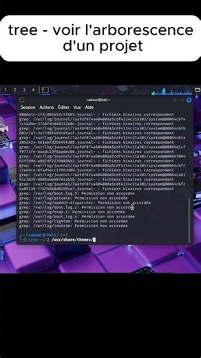 TREE - Voir l'arborescence d'un projet. #cybersecurity #kali #commande #linuxcommandlinetutorial