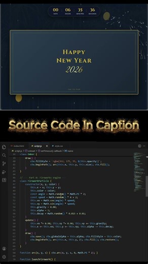 Happy New Year Celebration - Built with HTML, CSS & JavaScript. ‪@devsQUE‬ | #coding #shorts