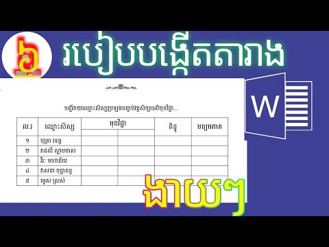 Lesson 6: របៀបបង្កើតតារាង/ How to Create Table in Microsoft Word
