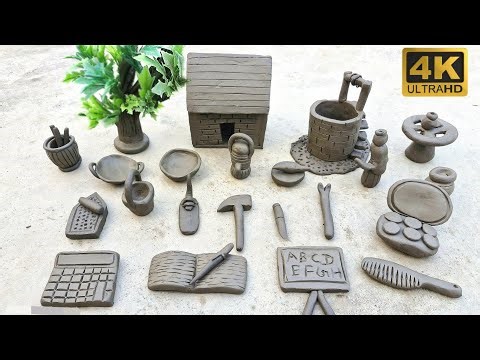 Diy how to make polymer clay miniature house with clay, dry clay craft ideas for home, water well