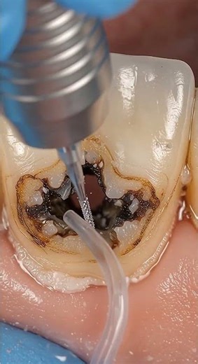 Yellow to Rot 😱 Hidden Tooth Decay Under Stains Removed & Restored