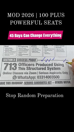 45 Days Strategy for Assistant Director & Sub-Inspector | MOD 2026If you are preparing for Assistant Director or Sub-Inspector, random study will not work. You need a structured 45-day roadmap. In this video, I have explained: • What to study first • What to ignore • How to divide 45 days smartly • How to improve accuracy • How to prepare like an officer Most candidates apply. Few prepare strategically. Save this video and start structured preparation today. | MOCC-Online CSS / PMS Competitive E