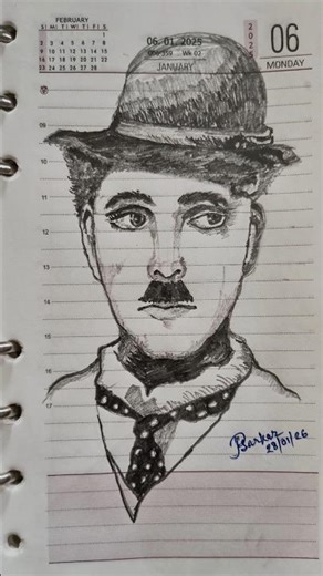 Charlie Chaplin Drawing on Diary Page with before and after effect. #pencilart #pencilsketch