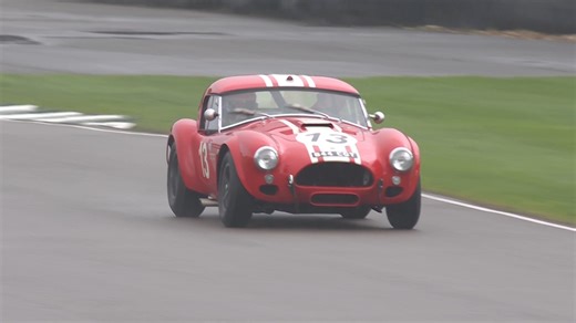The 1963 AC Cobra 'Le Mans Coupe' tears into Goodwood Revival exactly as it should. Side pipes barking, rear tyres fighting for grip, and zero concern for subtlety. One of the ultra-rare Le Mans spec hardtop Cobras built by AC cars, making it a very special Cobra! 🐍 #GoodwoodRevival #ACCobra | The Goodwood Revival