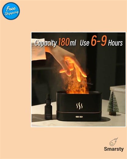 Ultrasonic Aroma Diffuser Humidifier 180ml Cool Mist LED