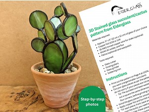 Digital Pattern for 3D Stained Glass Cactus and Instructions, Succulent Plant, PDF Instant Digital Download, Hobby License, Hand Drawn - Etsy