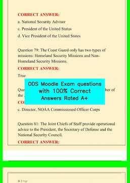 ODS Moodle Exam questions with 100% Correct Answers Rated A+ video