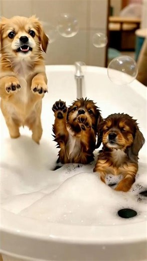 Puppies vs. Bubbles 🐶 #animallove #puppy #cuteanimals #puppies