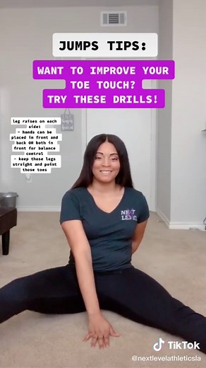 A couple of my favorite drills I use to execute an amazing toe touch🌟🌟 #foryou #foryoupage #nextlevelathleticsla #jumps #toetouch #toetouchdrills