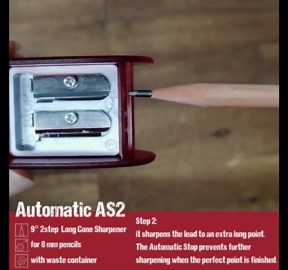 Kum AS2, Two Hole Automatic Long Point Pencil Sharpener, Mfg Part Number 1053021 (Extra lids not Included)