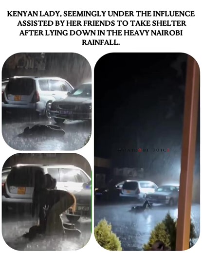 Kenyan Lady Takes Shelter From Nairobi Rainfall