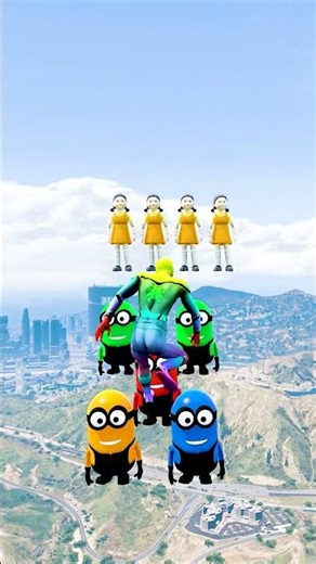 GTA 5 Epic Ragdolls | Green Spider Man vs King Kong & SQUID GIRL Jump Fails EP #shorts #gta5