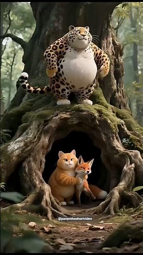 cat 🐈 and fox 🦊 friendship....but tiger is enemy ...#anime #funny #viral #shorts
