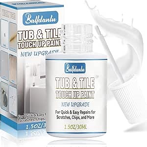 Tub and Tile Paint, 1.5 OZ High-Gloss White Touch Up Paint Pen for Bathtub, Quick-Dry Porcelain Repair Kit for Scratches & Chips on Tubs, Tiles, Enamel, Sinks, Toilets, Porcelain, Acrylic and Cast Iron