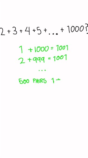 Sum of all numbers 1 to 1000