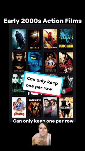 Early 2000s Movie Challenge - Keep one per row. #greenscreen #movietok #filmtok #actionmovie #movies #films #favoritefilms #stitchthis #filmbro #bestmovies