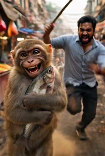 Monkey vs Man: Epic Fish Heist! 🐒🔥