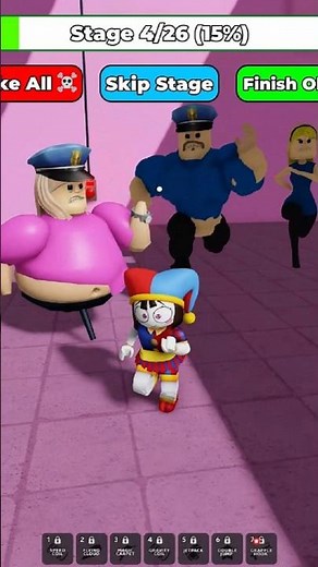 POMNI ESCAPES MUSCLE POLICE AND WOMAN PRISON RUN! 💪😱 (Roblox Obby)