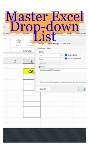 Excel Data Validation Tutorial: How to Create Searchable Drop-down Menus #excel #vlog #viral